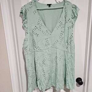 Torrid Mint Green Eyelet Blouse